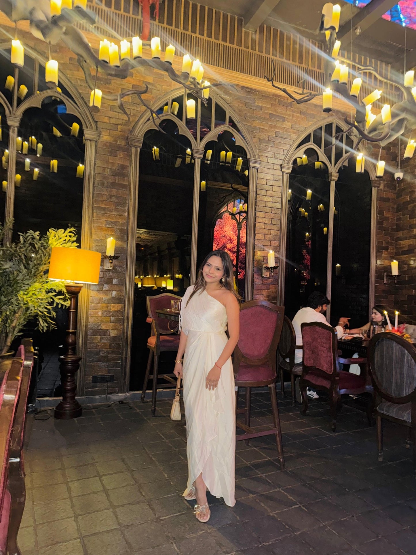 Ivory Cowl Drape Dress