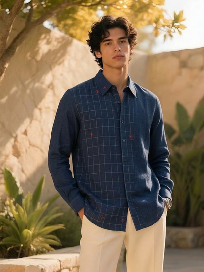 Blue Crosshatch Shirt