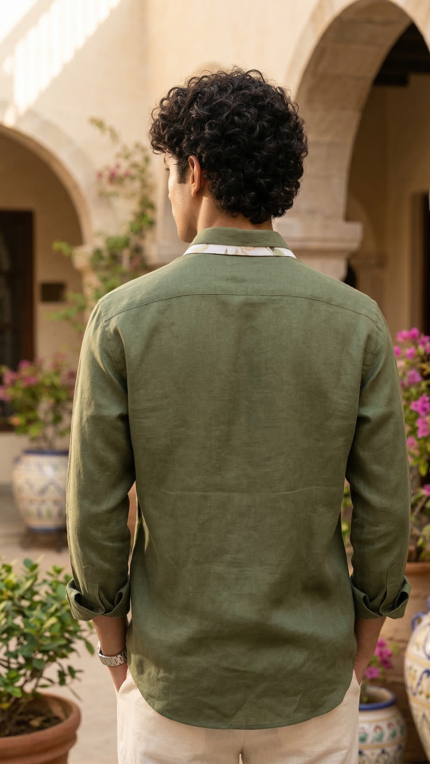 Olive Dual Collar Shirt