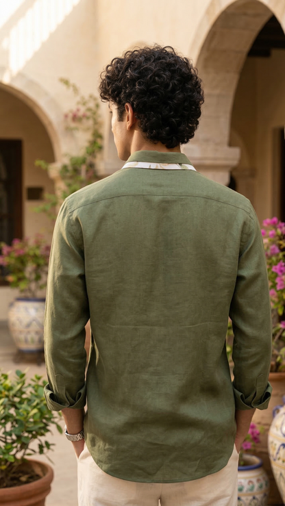 Olive Dual Collar Shirt