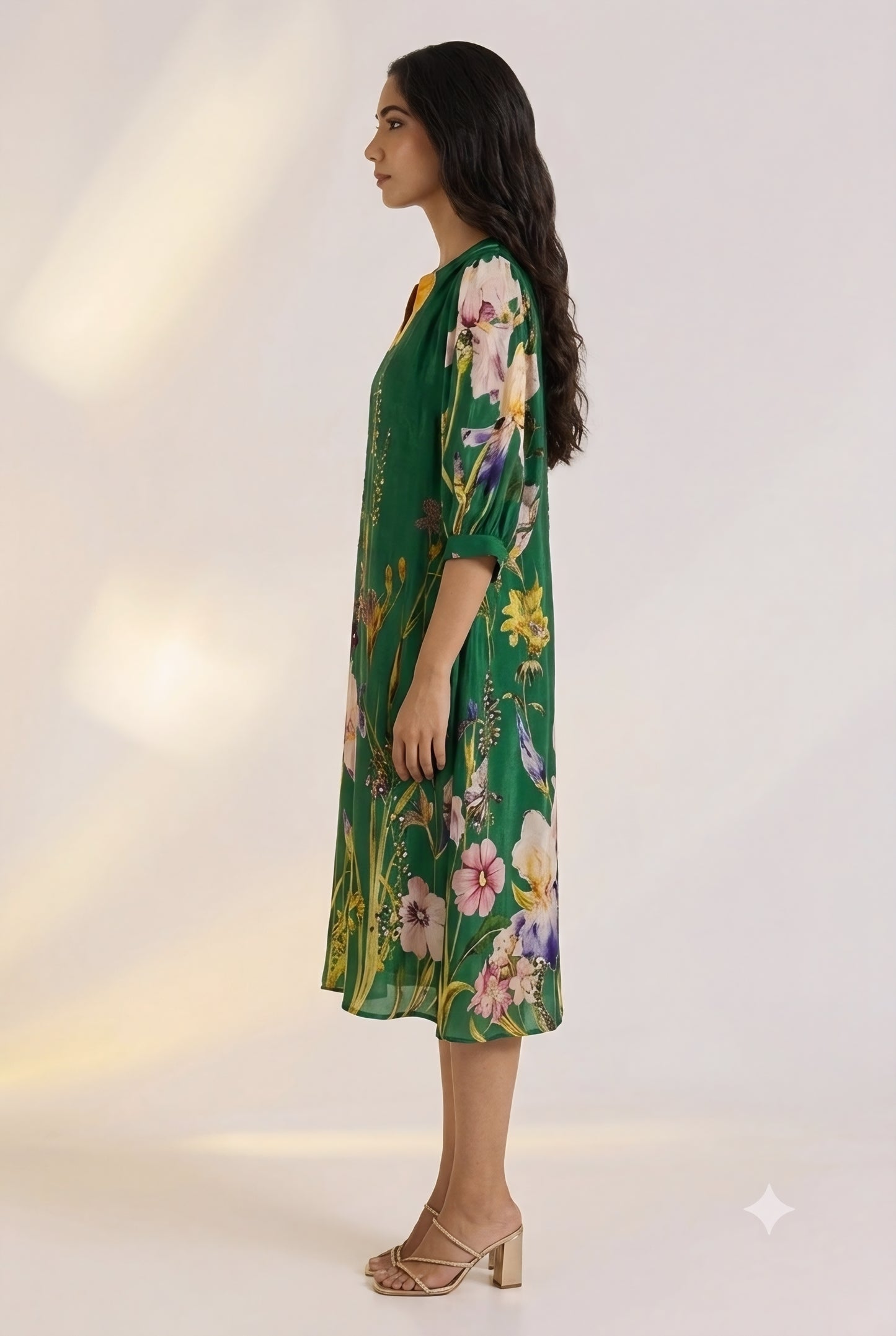 Green Floral A-line Dress