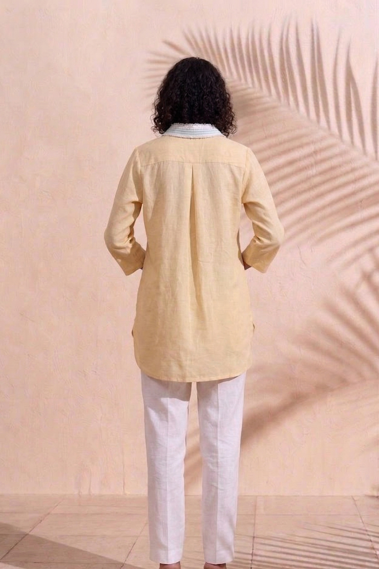 Sunwashed Hemp Shirt with Textured Collar