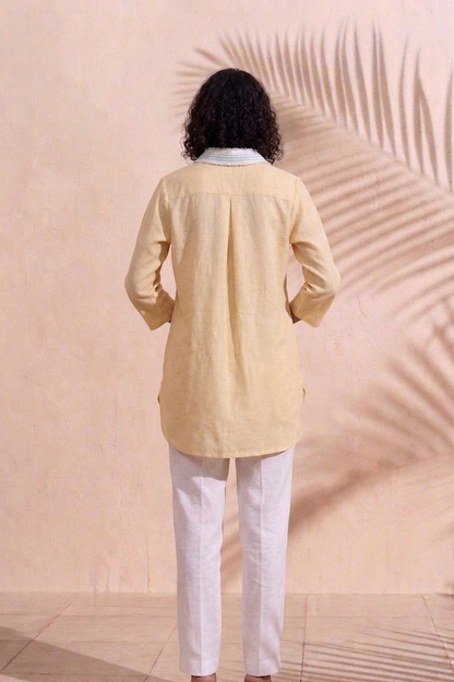 Sunwashed Hemp Shirt with Textured Collar
