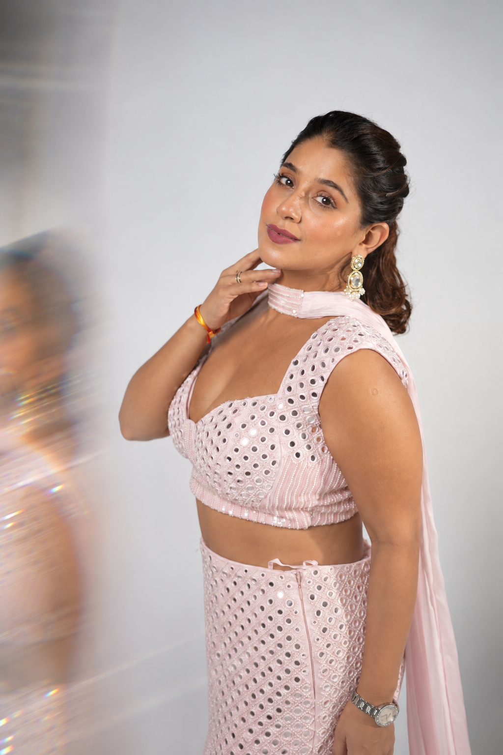 Pink Mirror Embroidered lehenga
