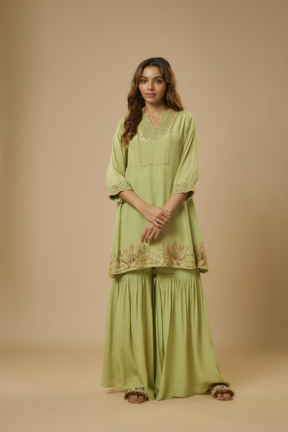 Green Sharara Set