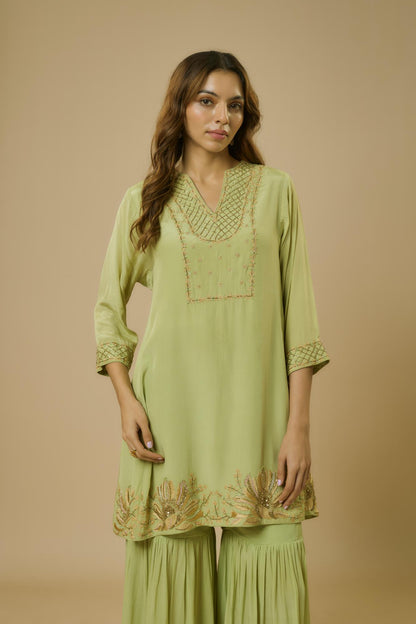 Green Sharara Set