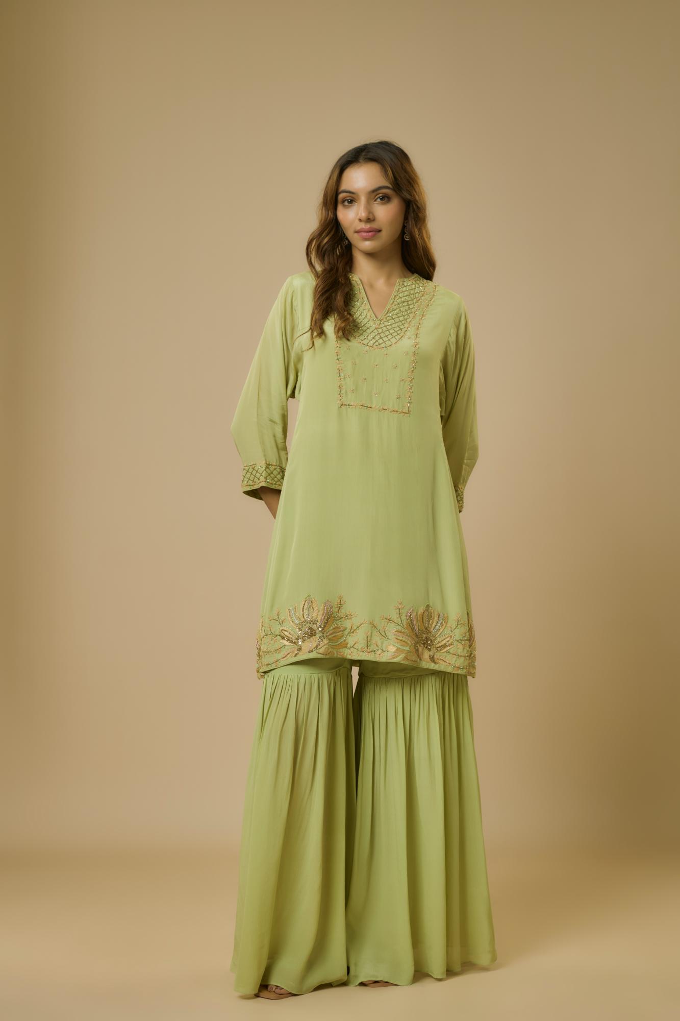 Green Sharara Set