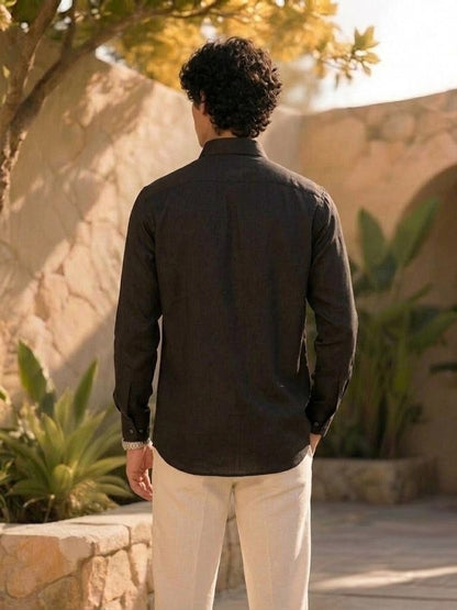 Black Tonal Embroidered Shirt