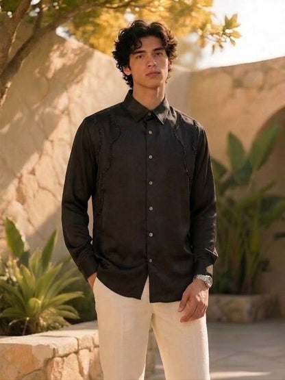 Black Tonal Embroidered Shirt