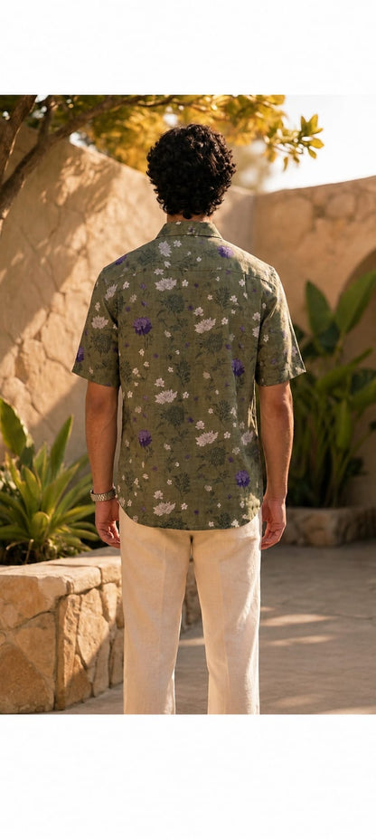 Olive Bloom Printed Shirt