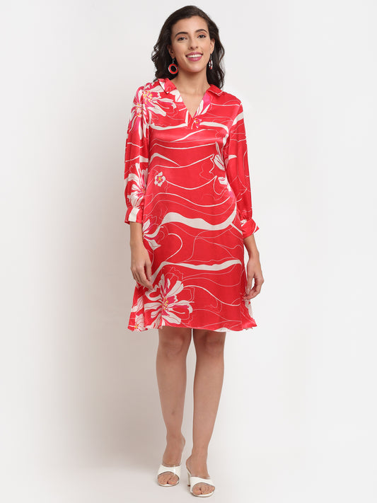 Red Wave Print Tunic