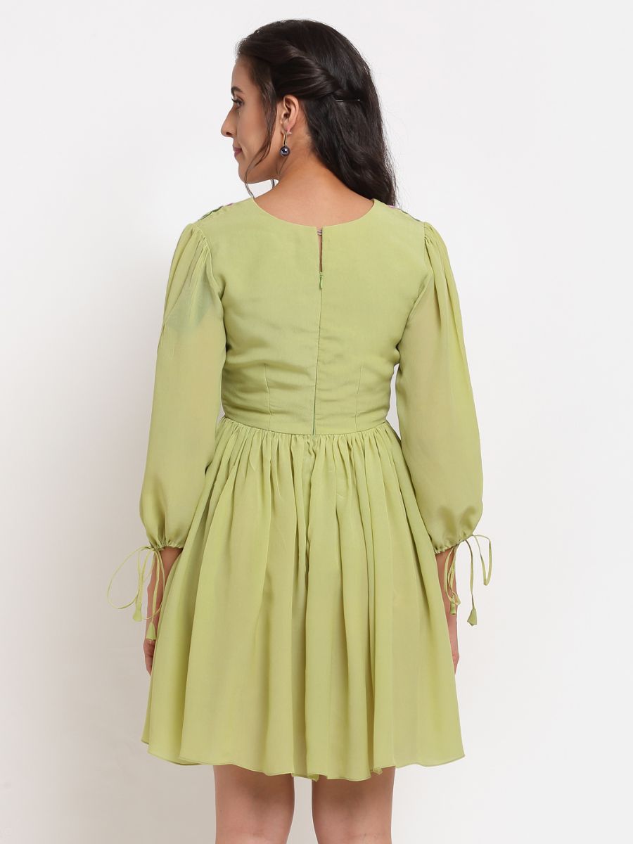 Lime Green Embroidered Dress