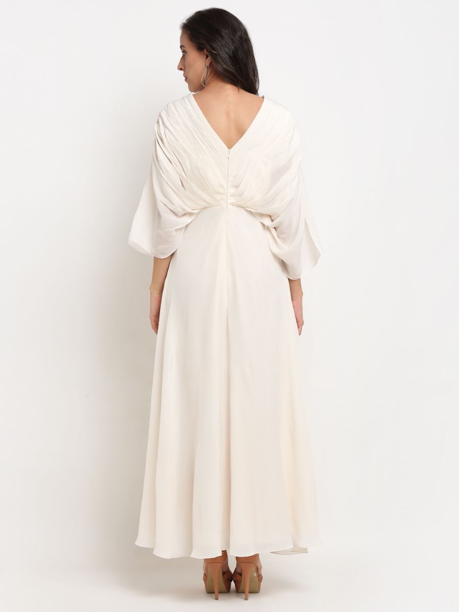 Embroidered Drape Gown