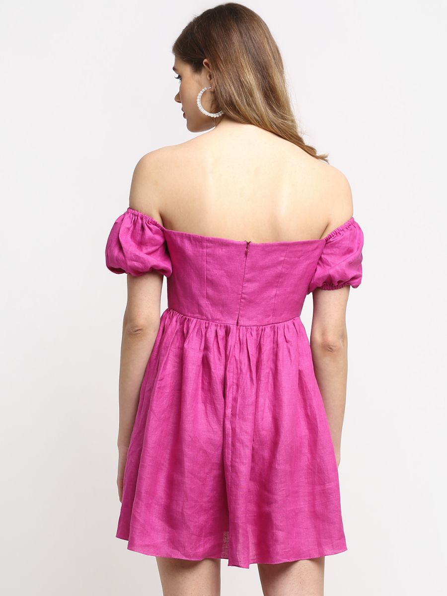 Hemp Plum Off-Shoulder Dress