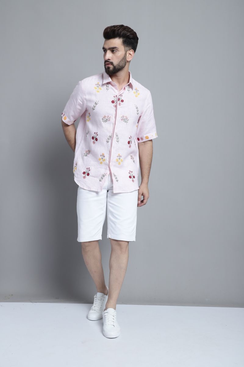 Pink Floral Bloom Mens Shirt