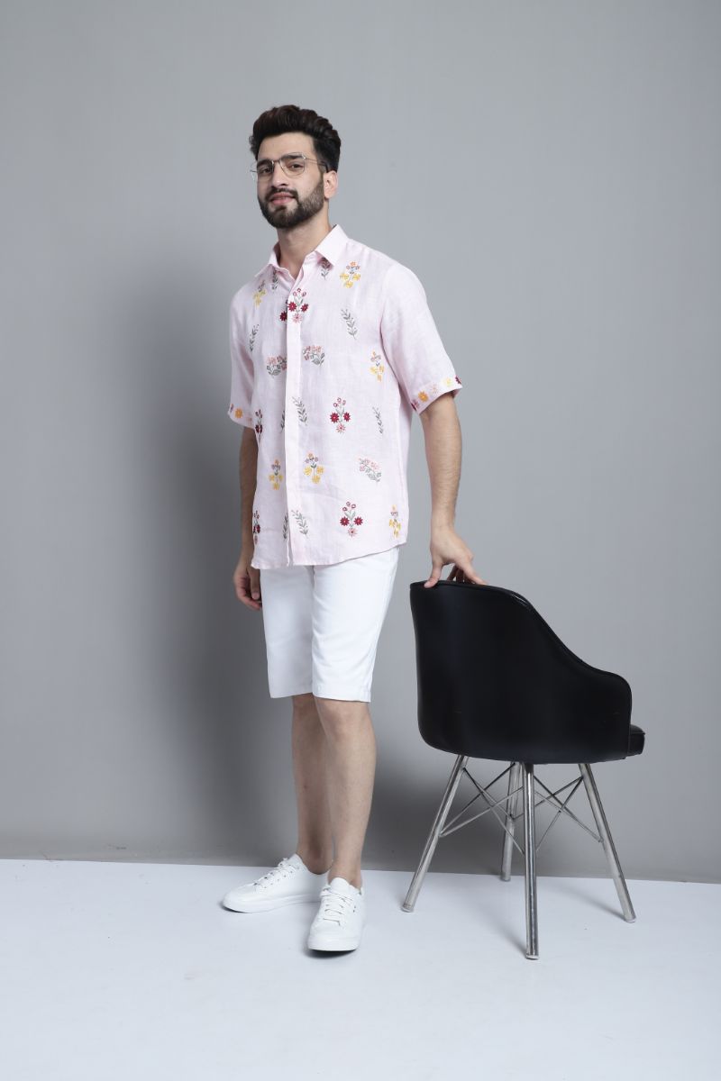 Pink Floral Bloom Mens Shirt