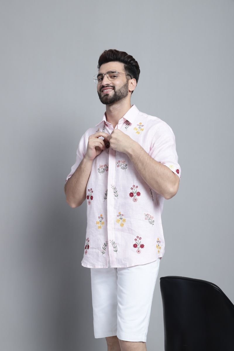 Pink Floral Bloom Mens Shirt