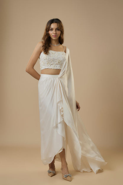 Ivory Drape Saree