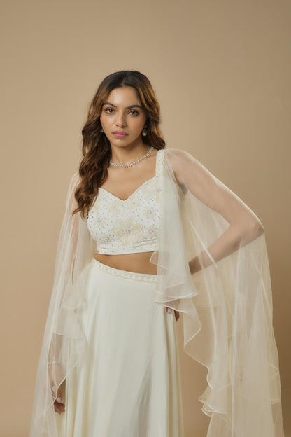 Ivory Embroidered Lehenga