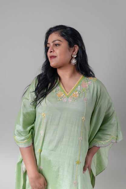 Mint Khadi Kaftan Set