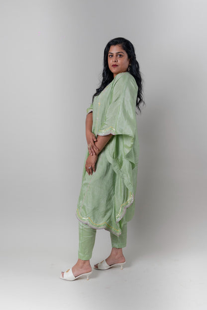 Mint Khadi Kaftan Set