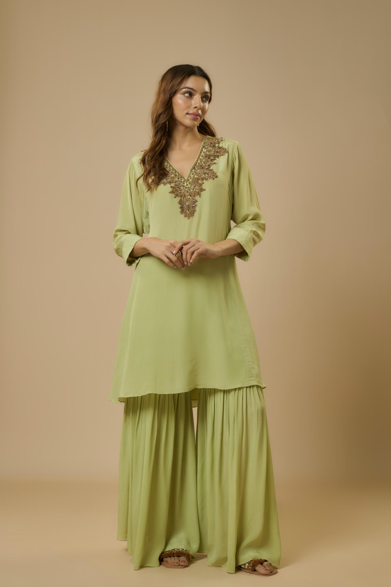 Mint Green Sharara Set