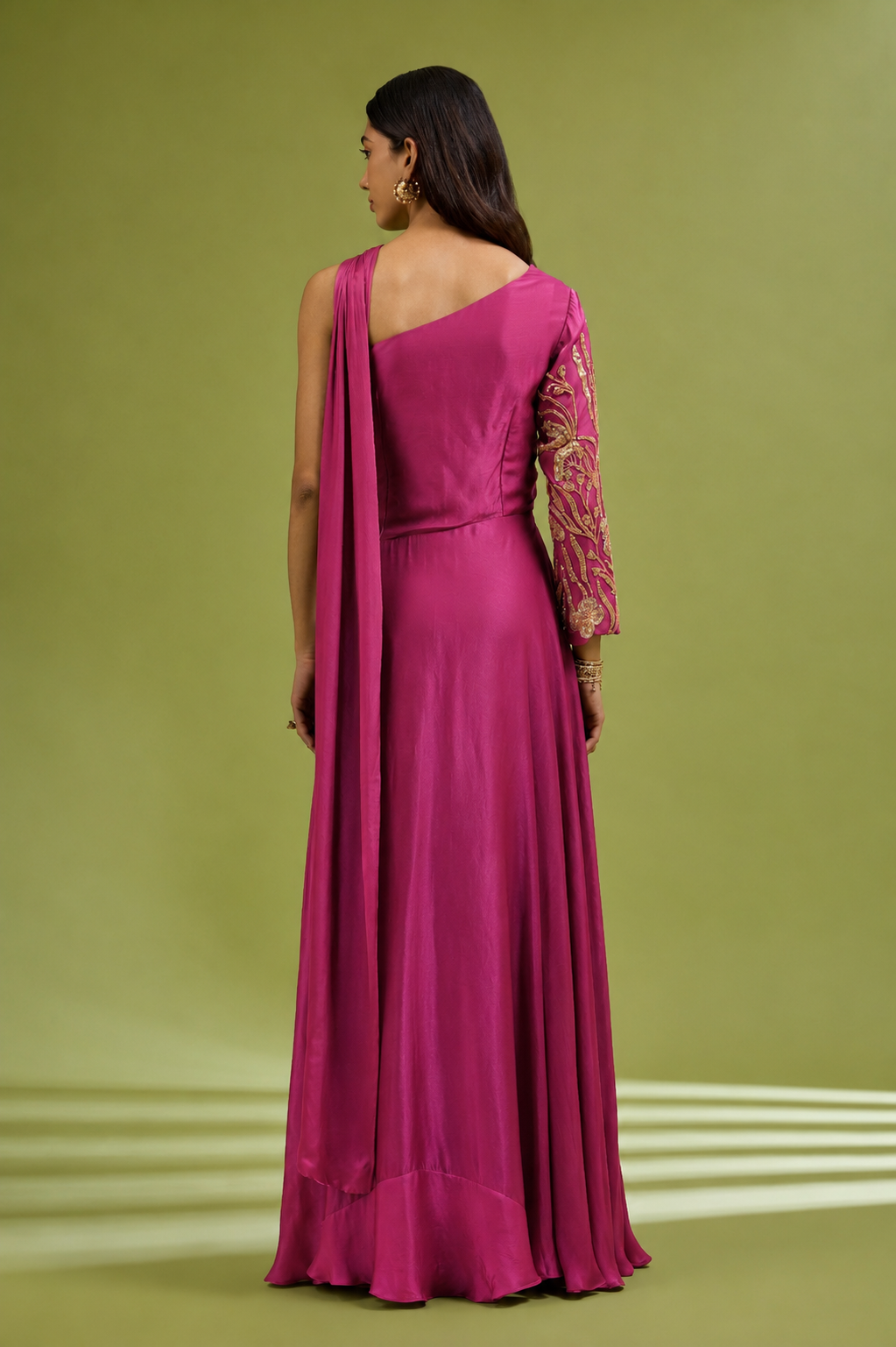 Pink One Shoulder Gown