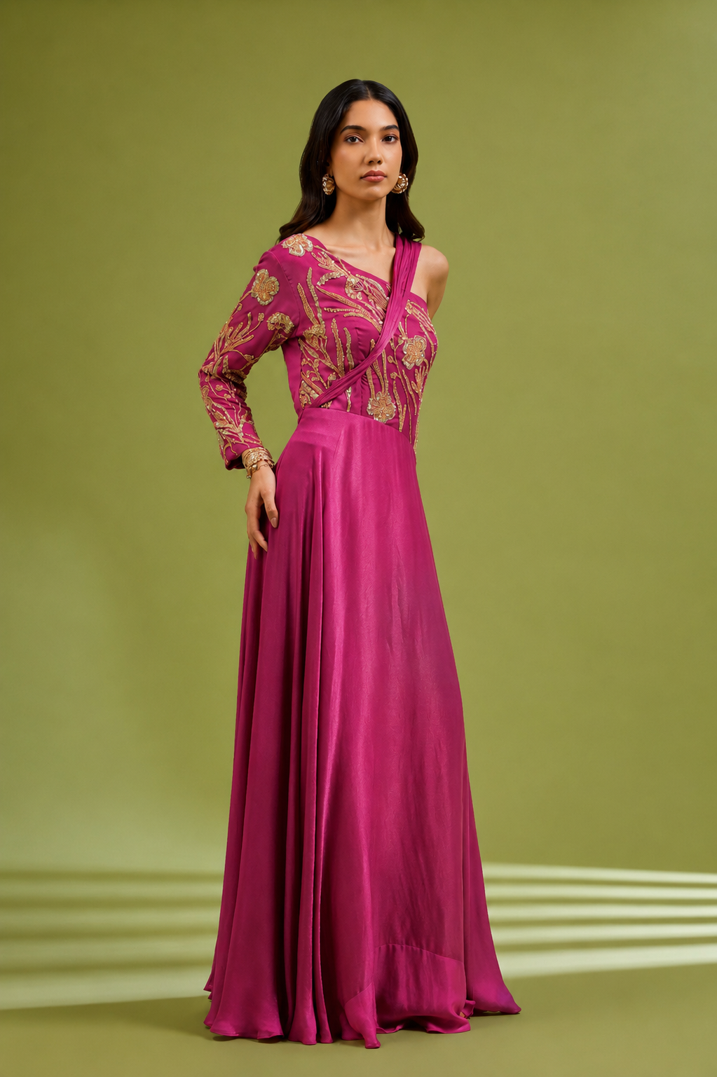 Pink One Shoulder Gown
