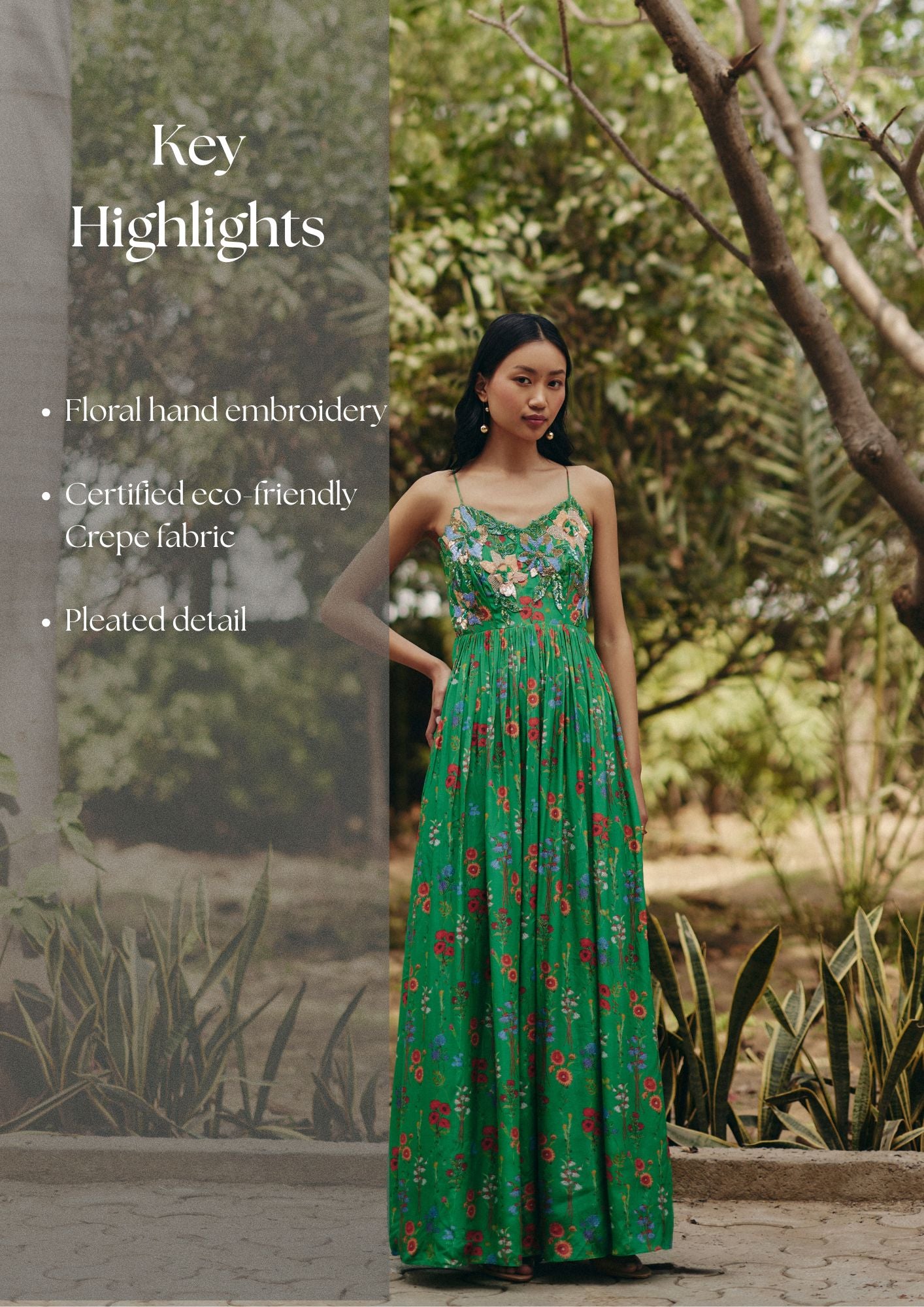 Green Embroidered Maxi Dress