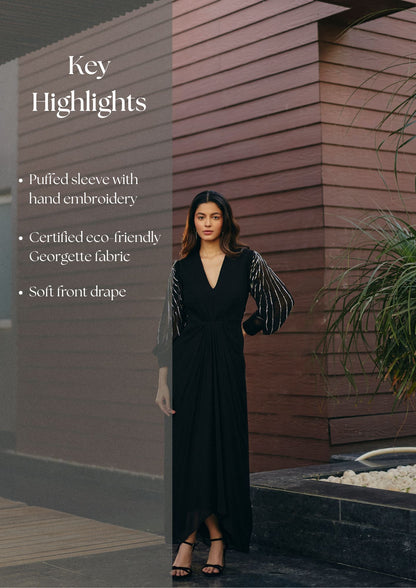 Black Georgette Evening Dress