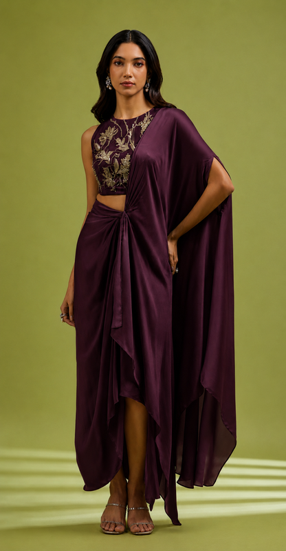 Purple Saree Gown