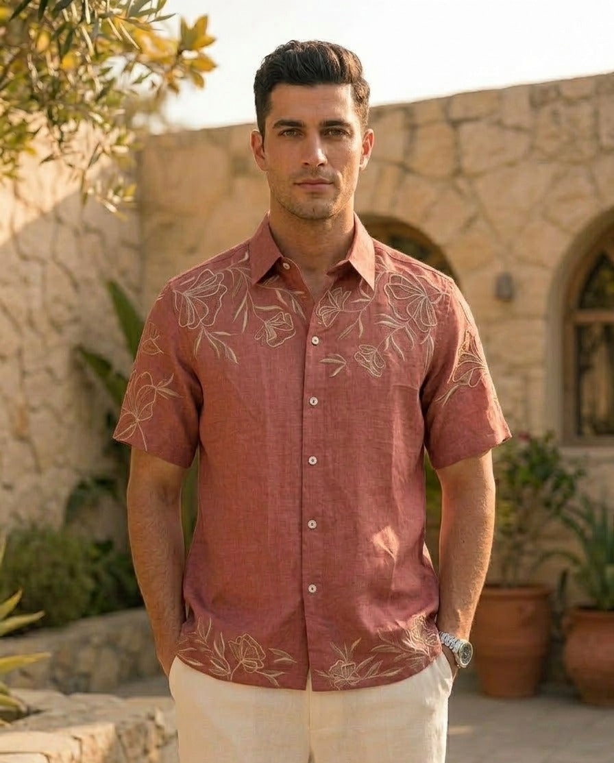 Rust Palm Hemp Shirt