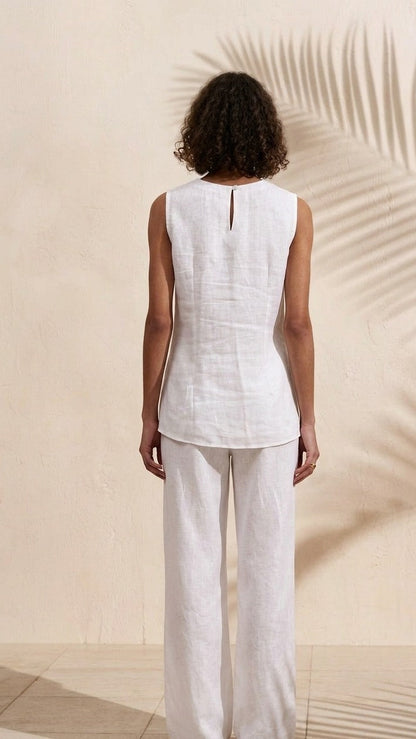 White Hemp Ruffle Top