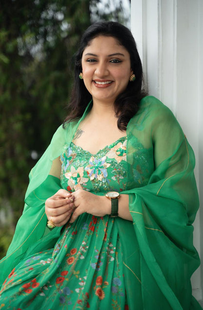 Green Embroidered Maxi Dress