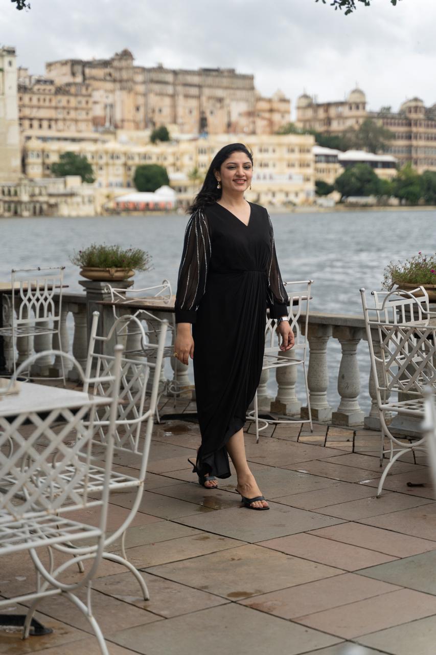 Black Georgette Evening Dress