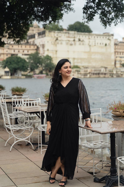 Black Georgette Evening Dress