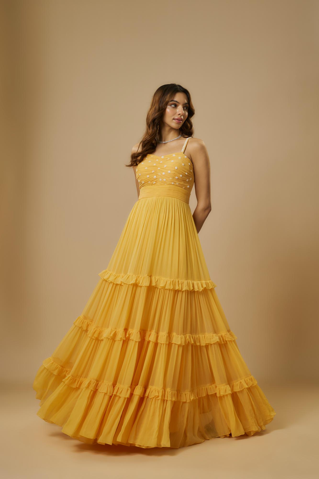 Yellow Embroidered Gown