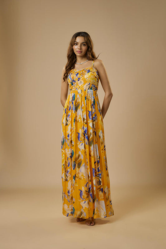 Yellow Floral Maxi Dress