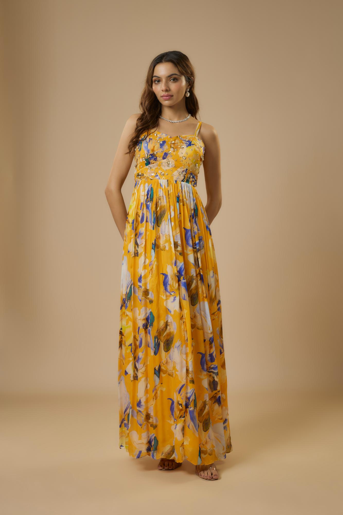 Yellow Floral Maxi Dress