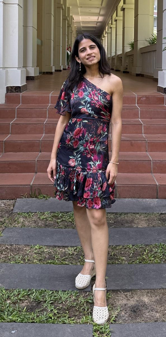 Blue One-Shoulder Dress