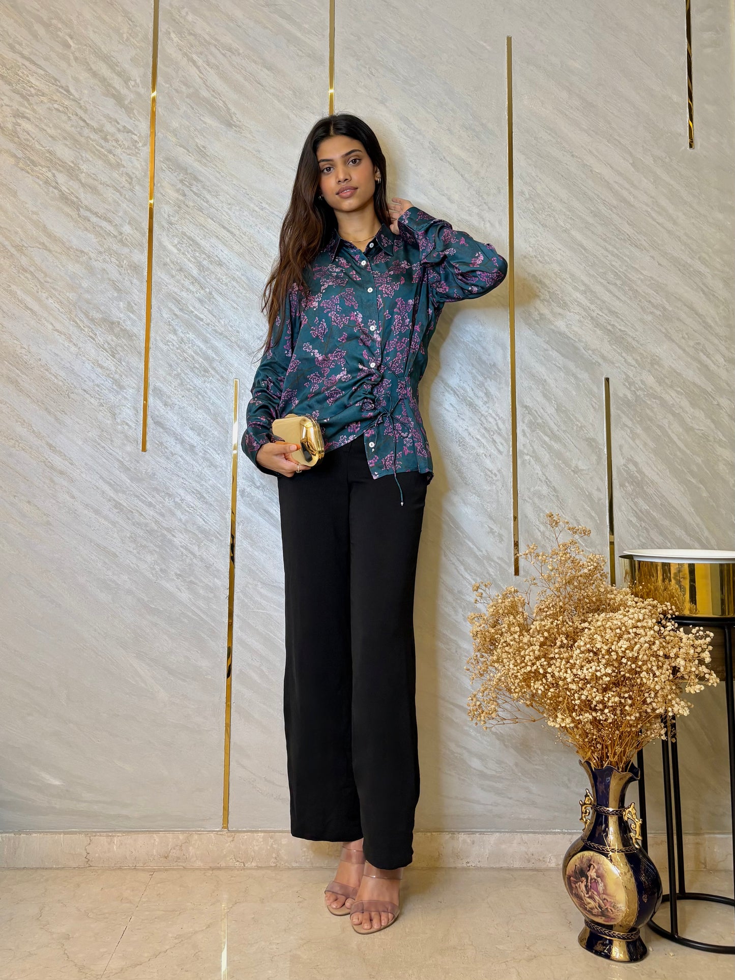 Blue Foliage Wrap Shirt