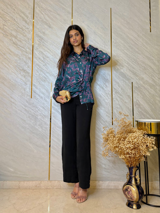 Blue Foliage Wrap Shirt
