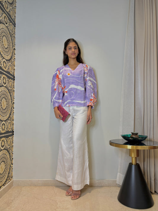 Lilac Wave V Neck top