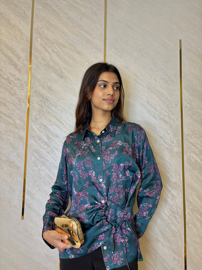 Blue Foliage Wrap Shirt