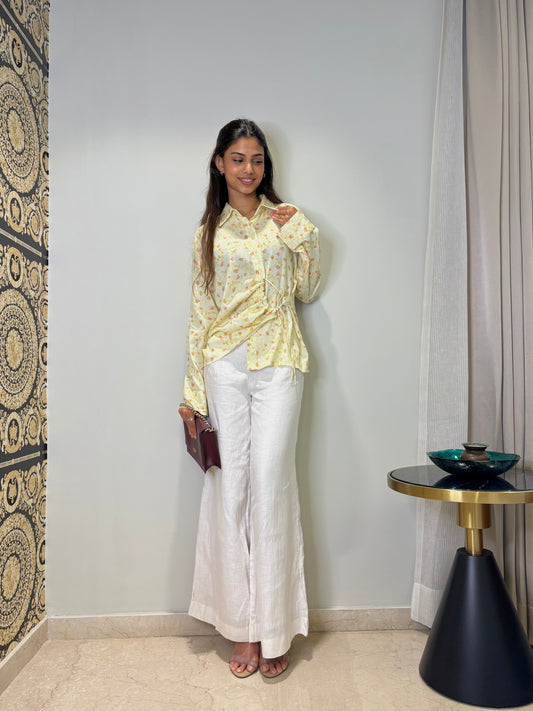 Lemon Bloom Ruched Shirt