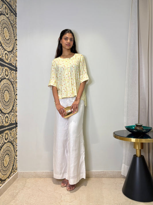 Lemon Bloom Pleated  Top