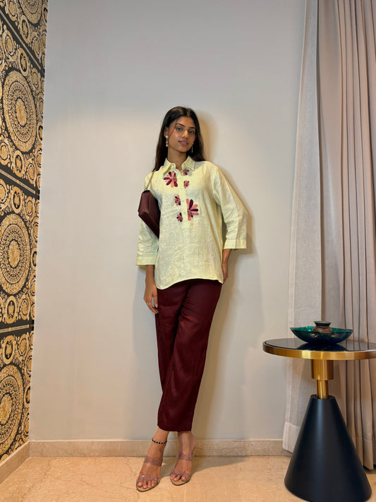 Butter Yellow Embroidered shirt