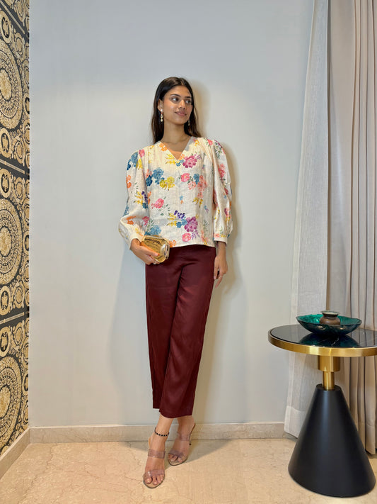 Petal Pop V-Neck Top