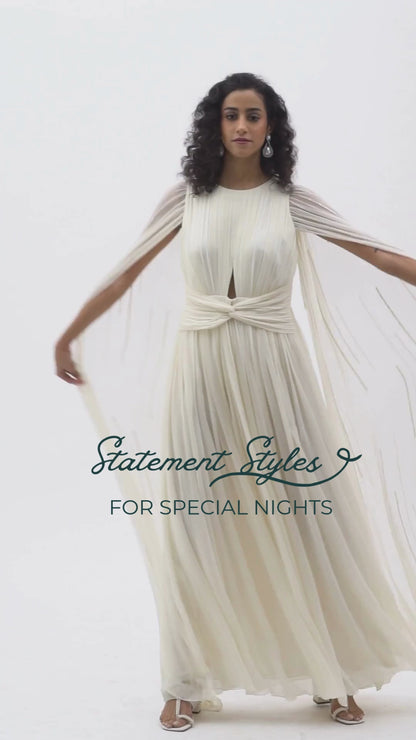 Ivory Pleated Gown