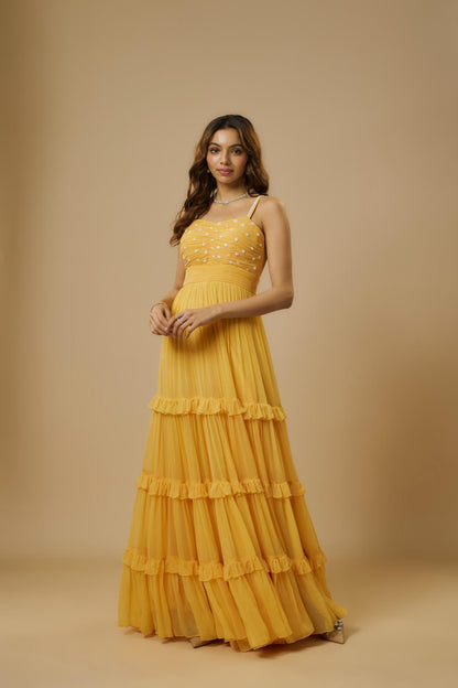 Yellow Embroidered Gown